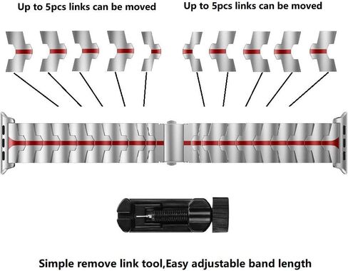 RABUZI متوافق مع Apple Watch Band Ultra 49mm Series 9 45mm 44mm 42mm، عملية المينا المصنوعة من الفولاذ المقاوم للصدأ وأشرطة بديلة للساعة المعدنية متوافقة مع Apple Watch SE، Apple Watch Series 9/8/7/6/5، عملية المينا الأسود + الأحمر in Kuwait