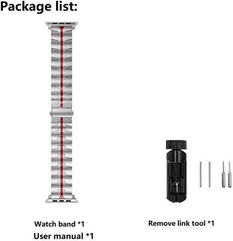 RABUZI متوافق مع Apple Watch Band Ultra 49mm Series 9 45mm 44mm 42mm، عملية المينا المصنوعة من الفولاذ المقاوم للصدأ وأشرطة بديلة للساعة المعدنية متوافقة مع Apple Watch SE، Apple Watch Series 9/8/7/6/5، عملية المينا الأسود + الأحمر in Kuwait