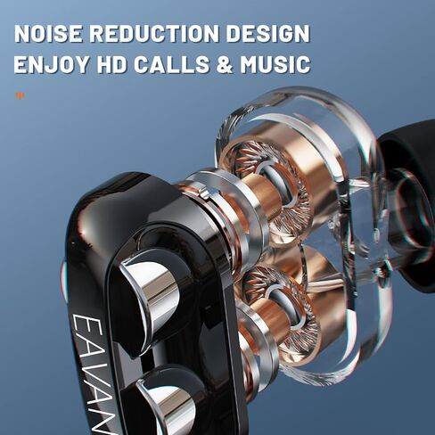 سماعات أذن سلكية مزدوجة ديناميكية من EAVAN، 4 مكبرات صوت 4 سماعات أذن HiFi داخل الأذن، سماعات عازلة للضوضاء مقبس 3.5 مم مع ميكروفون للكمبيوتر، MP3 والهاتف in Kuwait