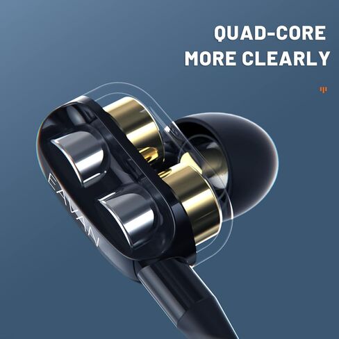 سماعات أذن سلكية مزدوجة ديناميكية من EAVAN، 4 مكبرات صوت 4 سماعات أذن HiFi داخل الأذن، سماعات عازلة للضوضاء مقبس 3.5 مم مع ميكروفون للكمبيوتر، MP3 والهاتف in Kuwait