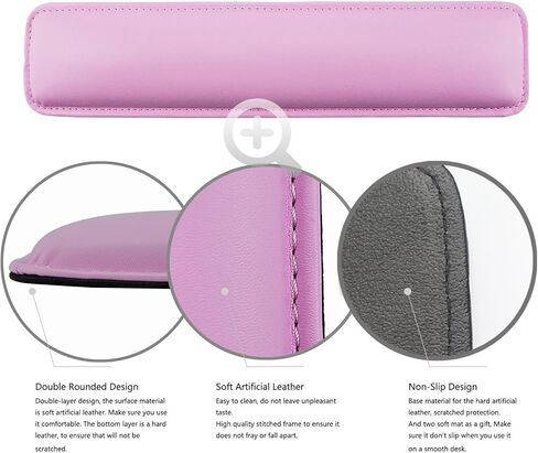 مسند معصم للوحة المفاتيح من Rancco، حافة جلدية مخيطة مقاس 14.5 بوصة، وسادة معصم ناعمة من إسفنج الذاكرة للألعاب مع حصيرة مضادة للانزلاق للكمبيوتر المحمول/سطح المكتب، مناسبة للمكاتب والمنزل (وردي) in Kuwait