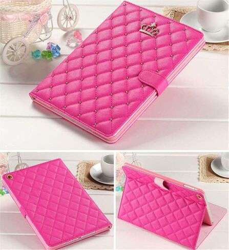 Topwin Crown Design Case for iPad 9.7 2018 2017/ iPad Air 2, Diamond Cute Elegant PU Leather Smart Auto Sleep/Wake Stand Shockproof Case for Apple iPad 5th/6th/iPad Air (Black) in Kuwait