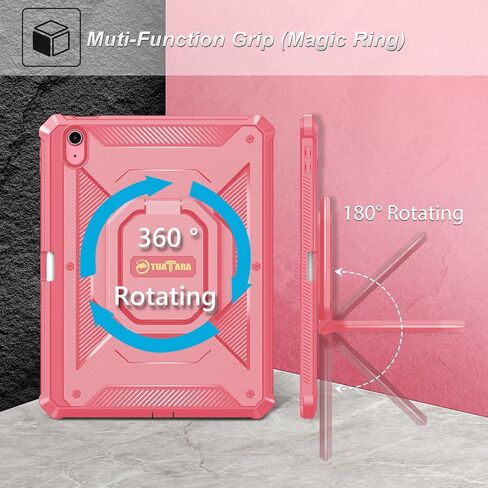 حافظة Fintie لجهاز iPad الجيل العاشر 10.9 بوصة 2022 - [حلقة Tuatara السحرية] حامل بمقبض دوار 360 درجة غطاء متين مقاوم للصدمات مع واقي شاشة وحامل أقلام، أزرق داكن in Kuwait