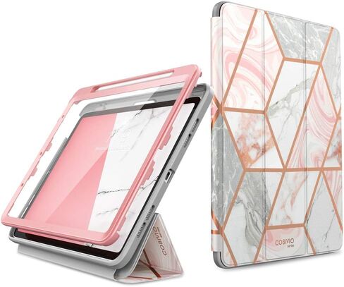 حافظة i-Blason Cosmo لجهاز iPad Air الجيل الخامس/الجيل الرابع 10.9 (2022/2020)، قابلة للطي لكامل الجسم مع واقي شاشة مدمج وغطاء ذكي واقٍ مع خاصية النوم/الاستيقاظ التلقائي وحامل القلم الرصاص (Ameth) in Kuwait