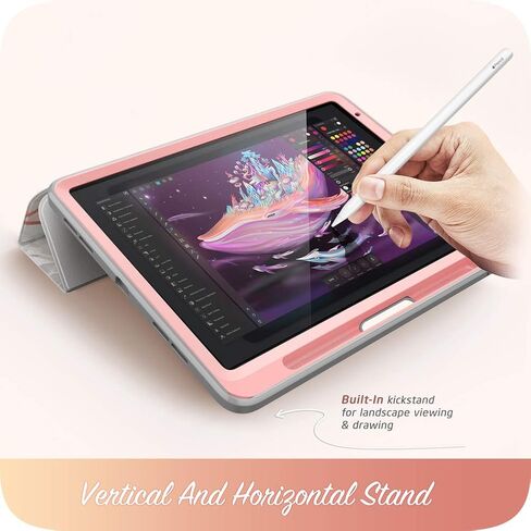 حافظة i-Blason Cosmo لجهاز iPad Air الجيل الخامس/الجيل الرابع 10.9 (2022/2020)، قابلة للطي لكامل الجسم مع واقي شاشة مدمج وغطاء ذكي واقٍ مع خاصية النوم/الاستيقاظ التلقائي وحامل القلم الرصاص (Ameth) in Kuwait
