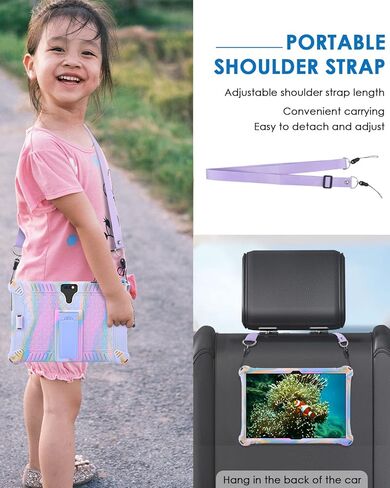 حافظة من السيليكون DETUOSI ZZB مقاس 10.1 بوصة مع حزام كتف وقلم ستايلس، حافظة كمبيوتر لوحي بحامل متعدد الزوايا، غطاء ناعم خفيف الوزن للكمبيوتر اللوحي Winsing MTK مقاس 10 بوصة، لمسة ANTEMPER، برتقالي وردي وأزرق in Kuwait