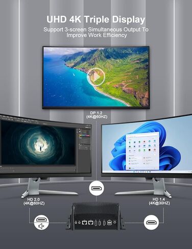 كمبيوتر Baiyu الصناعي مع Core i3-10110U (يصل إلى 4.10 جيجا هرتز)، 8 جيجا بايت DDR4 RAM 256 جيجا بايت M.2 SSD، كمبيوتر صناعي بدون مروحة، 2 × RS232 COM، يدعم RS422/RS485، 1 × GPIO، 2 × HD، 1 × DP، 2 × RJ45 LAN، 6 × USB، 1 × GPIO، ويندوز 11 برو in Kuwait