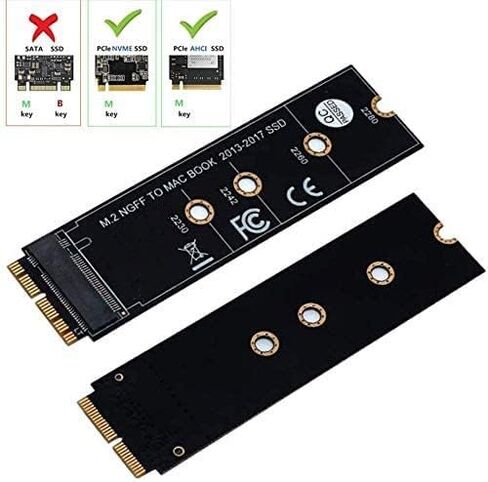 بطاقة محول SSD من TOPSUKE M.2 NVMe (M Key) لترقية MacBook Air (2013-2017)، تدعم مقاس 2230/2242/2260/2280 مم، أسود in Kuwait
