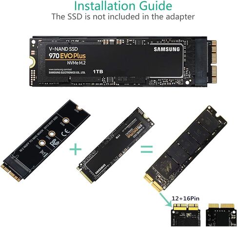 بطاقة محول SSD من TOPSUKE M.2 NVMe (M Key) لترقية MacBook Air (2013-2017)، تدعم مقاس 2230/2242/2260/2280 مم، أسود in Kuwait