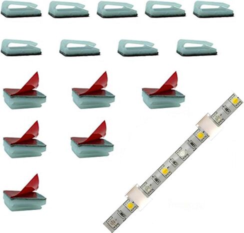 مشابك تثبيت إضاءة لشريط LED، 100 قطعة 11 مم حامل كابل مع أشرطة لاصقة قوية، منظم سلك إدارة للسيارة، والمكتب والمنزل in Kuwait