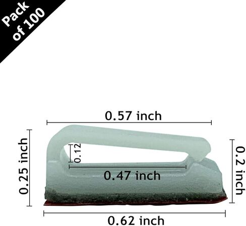 مشابك تثبيت إضاءة لشريط LED، 100 قطعة 11 مم حامل كابل مع أشرطة لاصقة قوية، منظم سلك إدارة للسيارة، والمكتب والمنزل in Kuwait