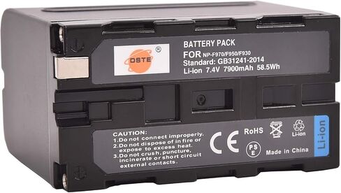 QIAOJINLIN DSTE 7.4V 7900mAh NP-F970 بطارية ليثيوم أيون قابلة لإعادة الشحن، بطارية بديلة متوافقة مع Sony NP-F550، NP-F530، NP-F570، NP-F330، NP-F790، NP-F770، NP-F730، NP-F950 ،NP-F930 in Kuwait