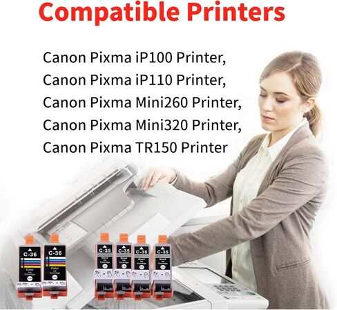 خرطوشة حبر ملونة C36 CLI-36 بديلة متوافقة مع طابعات Canon 35 36 PGI35 CLI36 مع طابعات Canon Pixma iP110 iP100 TR150 (5C) in Kuwait