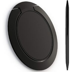 World's Slimmest Phone Ring Holder,Attom Tech Ultra Thin Cell Phone Ring Stand Magnetic Car Mount Hook Matte Center Compatible for iPhone X 8 7 Plus 6S 6 5s 5 SE,Galaxy S8 S7 S6 Edge,Note (Black) in Kuwait