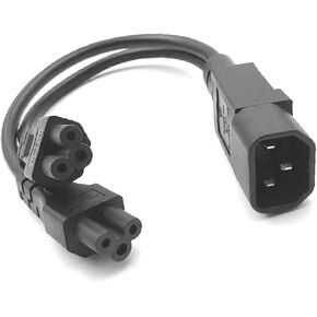 Single IEC 320 C14 Male to Dual C5 Female Power Y Type Splitter Adapter Cable Cord ,30cm in Kuwait