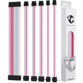 Reaper Cable Sleeved PSU Extension Set - Power Supply Extensions - 1x 24 Pin/ 2X 8 Pin/ 2X 6 Pin/ 1x 4+4 Pin - with Combs - 30cm (Carbon & Billet Grey)