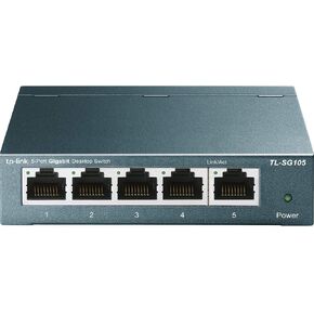 TP-Link 5 Port Gigabit Ethernet Network Switch | Ethernet Splitter | Sturdy Metal w/ Shielded Ports | Plug-and-Play | Traffic Optimization | Unmanaged (TL-SG105) (Renewed) in Kuwait