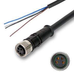 Dinkle M8 كابل 4 دبوس 2 متر أنثى كابل موصل دائري الترميز مقاوم للماء IP67 كابل نهاية واحدة in Kuwait