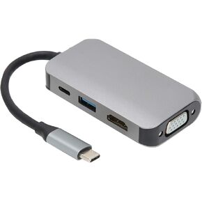 قاعدة توصيل USB C 4 في 1، واجهة وسائط متعددة USB C إلى HD/محول PD/USB/VGA، شحن سريع 60 وات، أقصى نقل 5 جيجابت في الثانية، دعم 4K x 2K 30 هرتز in Kuwait