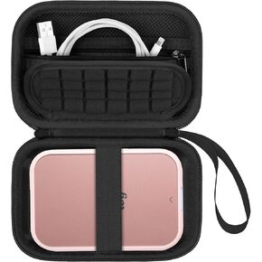 Hard Carrying Case Compatible with Canon Ivy 2 Mini Photo Printer, Wireless Bluetooth Portable Smartphone Printer, Zipper Mesh Pocket for USB Cable, Zink Photo Paper, Black