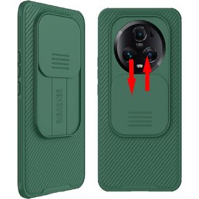 teroxa Honor Magic 5 Pro Case with Camera Cover, Corners Airbag Shockproof Protective Slide Cover Lens Protection Case Magic5 Pro (Black)
