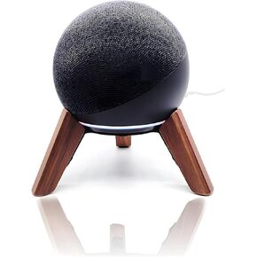 Real Wood Stand for ech0 Dots(4th Gen)(5th gen), Compatible with Smart Speaker to Decorate Table,Wooden Mount with Metal Frame, Anti-Slip Silicone Pads Holder Tripod Ech0 Dot to Protect (White Oak)
