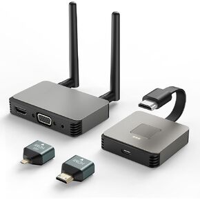 جهاز إرسال واستقبال HDMI لاسلكي 4K، موسع HDMI لاسلكي، قابس محول HDMI لاسلكي وتشغيل 2.4/5 جيجا هرتز بث الفيديو/الصوت من الكمبيوتر المحمول، الكمبيوتر الشخصي إلى HDTV/جهاز العرض/الشاشة (بني) (بني)