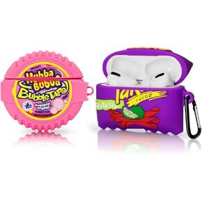 غطاء حماية من السيليكون بتصميم كرتوني لطيف ثلاثي الابعاد بتصميم كاواي بتصميم طعام ممتع للبنات والنساء والاولاد لسماعات ايربودز برو من قطعتين من قطعتين in Kuwait