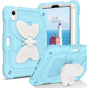 BENTOBEN iPad Mini 6 Case, 2021 iPad Mini 6th Generation Case with Pencil Holder 2 in 1 Heavy Duty Rugged Shockproof Kickstand Hybrid Bumper Protective Girl Women Boy Mini 6 Tablet Cover,Purple Design