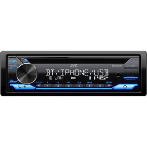 JVC KD-T720BT - ستيريو سيارة سي دي، دين فردي، صوت بلوتوث ومكالمات بدون استخدام اليدين مع ميكروفون خارجي، سي دي، MP3، USB، مدخل AUX راديو AM/FM، أمبير عالي الطاقة، التحكم الصوتي من أمازون أليكسا in Kuwait