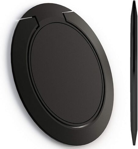 World's Slimmest Phone Ring Holder,Attom Tech Ultra Thin Cell Phone Ring Stand Magnetic Car Mount Hook Matte Center Compatible for iPhone X 8 7 Plus 6S 6 5s 5 SE,Galaxy S8 S7 S6 Edge,Note (Black) in Kuwait