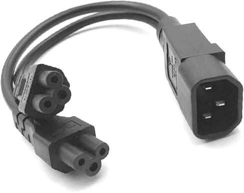 Single IEC 320 C14 Male to Dual C5 Female Power Y Type Splitter Adapter Cable Cord ,30cm in Kuwait