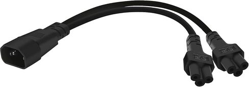 Single IEC 320 C14 Male to Dual C5 Female Power Y Type Splitter Adapter Cable Cord ,30cm in Kuwait