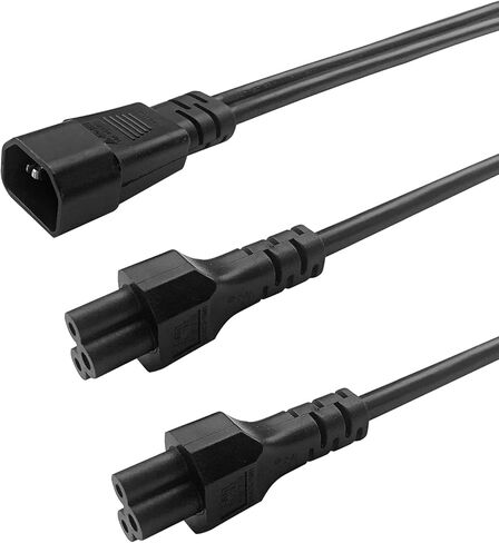 Single IEC 320 C14 Male to Dual C5 Female Power Y Type Splitter Adapter Cable Cord ,30cm in Kuwait