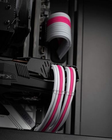 مجموعة تمديد PSU بأكمام كابل ريبر - ملحقات مصدر الطاقة - 1x 24 Pin/ 2X 8 Pin/ 2X 6 Pin/ 1x 4+4 Pin - مع أمشاط - 30 سم (رمادي كربوني وبليت) in Kuwait