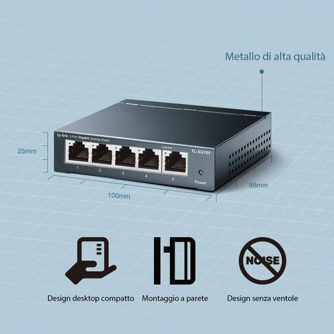 TP-Link 5 Port Gigabit Ethernet Network Switch | Ethernet Splitter | Sturdy Metal w/ Shielded Ports | Plug-and-Play | Traffic Optimization | Unmanaged (TL-SG105) (Renewed) in Kuwait