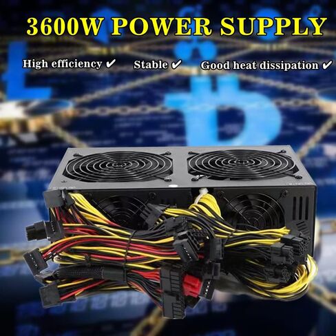 3600W Mining Power Supply Support 12 GPUs GPU Mining Rig, PC Power PSU for ETH Bitcoin Ethereum Miner with Auto-Thermally Controlled Fan Supply,110V-240V in Kuwait