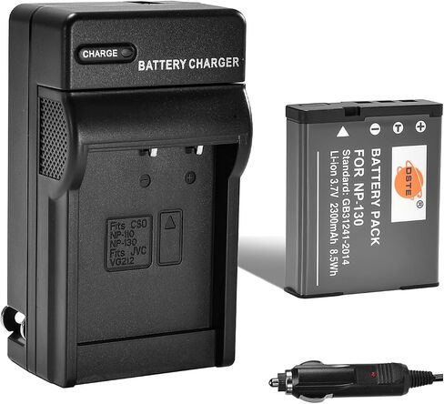 DSTE Replacement for NP-130 Battery + DC104 Travel and Car Charger Adapter Compatible Casio Exilim EX-ZR700 ZR800 ZR850 ZR1200 EX-ZS1500 EX-10 EX-100 EX-H30 EX-ZR100 EX-ZR200 EX-ZR3700 in Saudi Arabia
