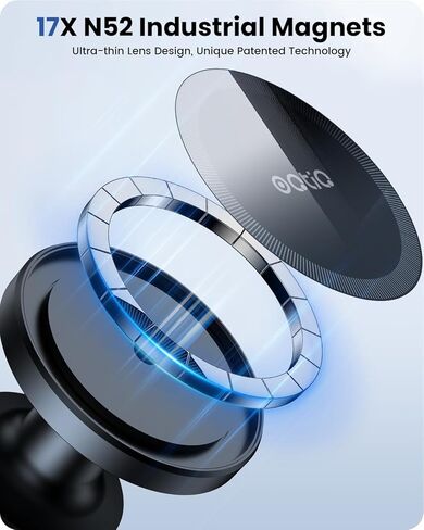 OQTIQ for MagSafe Car Mount [جميع المعادن] حامل هاتف مغناطيسي للوحة القيادة لتركيب السيارة لهاتف iPhone أقوى مغناطيس لاصق 3M متوافق مع iPhone 15 14 13 12 Pro Max Mini وجميع الهواتف المحمولة in Kuwait