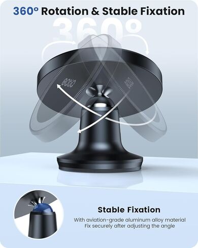 OQTIQ for MagSafe Car Mount [جميع المعادن] حامل هاتف مغناطيسي للوحة القيادة لتركيب السيارة لهاتف iPhone أقوى مغناطيس لاصق 3M متوافق مع iPhone 15 14 13 12 Pro Max Mini وجميع الهواتف المحمولة in Kuwait