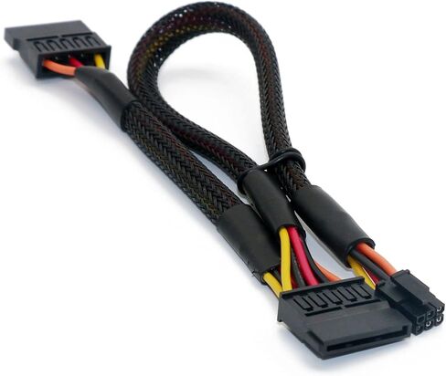 YOUKITTY 6-pin to 2 x 15-pin SATA Power Adapter Cables for Desktop Computer Hard Drive SSD Power Cable Splitter (1 pc) in Kuwait