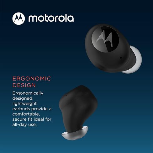 سماعات أذن Motorola Moto Buds 150-True اللاسلكية بتقنية البلوتوث مع تحكم ذكي باللمس وحافظة شحن صغيرة الحجم - تصميم مريح، مقاومة للماء IPX5، خفيفة الوزن ومريحة، صوت واضح - أبيض in Kuwait
