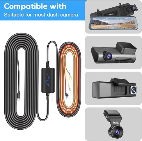 مجموعة أسلاك صلبة لكاميرا داش من النوع C، 12-28 فولت إلى تيار مستمر 5 فولت / 2 أمبير لكاميرا داش مع صنابير الصمامات وأدوات التثبيت، حماية الجهد المنخفض لكاميرا داش كام 11.5 قدم in Kuwait