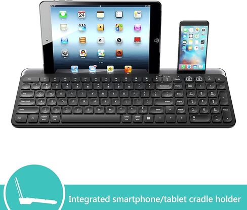 Bluetooth Keyboard for Mac: 3 Mode Bluetooth Wireless Keyboard with Tablet Phone Holder,80% Tablet Keyboard with Number Pad USB Keyboard for Smatphone,Tablets,PC, Computer, Laptop, Macbook (Pink Blue) in Kuwait