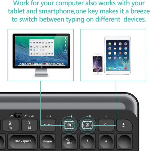Bluetooth Keyboard for Mac: 3 Mode Bluetooth Wireless Keyboard with Tablet Phone Holder,80% Tablet Keyboard with Number Pad USB Keyboard for Smatphone,Tablets,PC, Computer, Laptop, Macbook (Pink Blue) in Kuwait