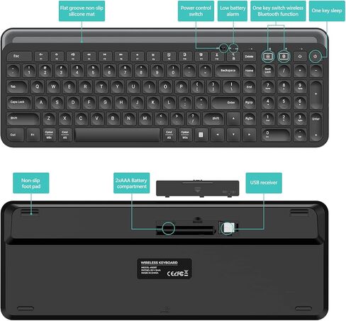 Bluetooth Keyboard for Mac: 3 Mode Bluetooth Wireless Keyboard with Tablet Phone Holder,80% Tablet Keyboard with Number Pad USB Keyboard for Smatphone,Tablets,PC, Computer, Laptop, Macbook (Pink Blue) in Kuwait