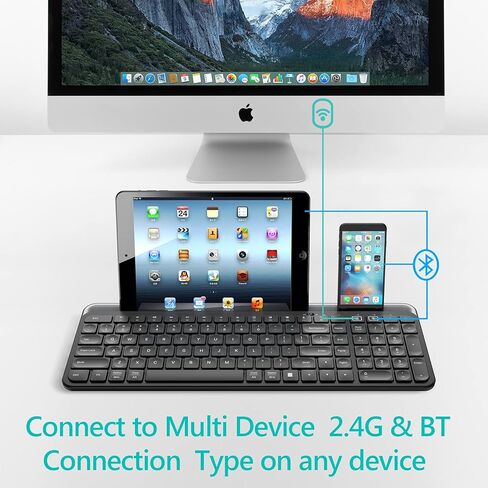 Bluetooth Keyboard for Mac: 3 Mode Bluetooth Wireless Keyboard with Tablet Phone Holder,80% Tablet Keyboard with Number Pad USB Keyboard for Smatphone,Tablets,PC, Computer, Laptop, Macbook (Pink Blue) in Kuwait