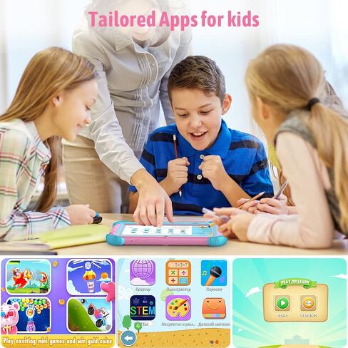 تابلت للأطفال مقاس 7 بوصات، تابلت للأطفال، تابلت أندرويد بسعة 2 جيجا بايت وسعة 32 جيجا بايت، مراقبة أبوية، محتويات للأطفال مثبتة مسبقًا، Google Play YouTube Netflix، مع حامل (أخضر) in Kuwait
