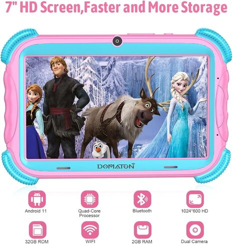 تابلت للأطفال مقاس 7 بوصات، تابلت للأطفال، تابلت أندرويد بسعة 2 جيجا بايت وسعة 32 جيجا بايت، مراقبة أبوية، محتويات للأطفال مثبتة مسبقًا، Google Play YouTube Netflix، مع حامل (أخضر) in Kuwait