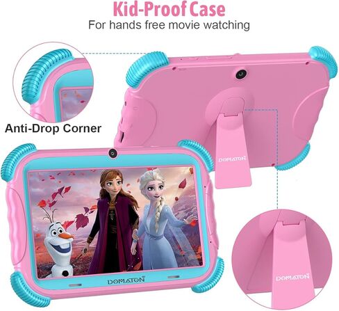 تابلت للأطفال مقاس 7 بوصات، تابلت للأطفال، تابلت أندرويد بسعة 2 جيجا بايت وسعة 32 جيجا بايت، مراقبة أبوية، محتويات للأطفال مثبتة مسبقًا، Google Play YouTube Netflix، مع حامل (أخضر) in Kuwait